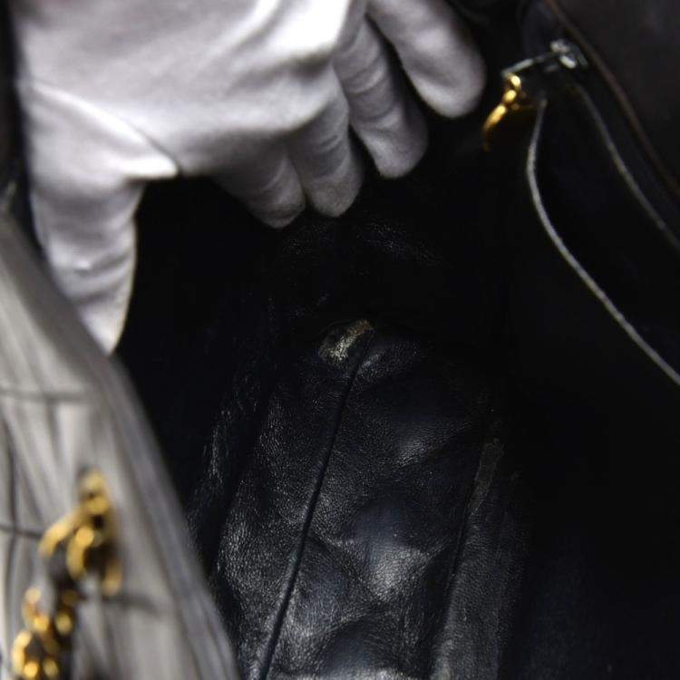 Pre Owned Chanel Black Quilted Leather Vintage Tote