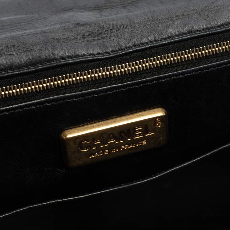 Pre Owned Chanel Black Crocodile Leather Classic Maxi Single Flap Bag