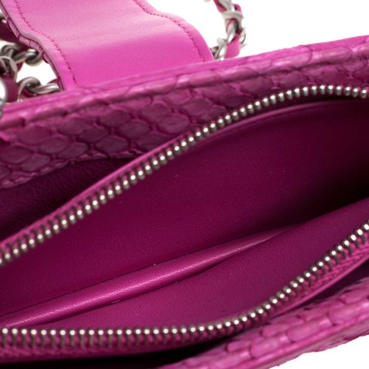 Chanel Pink Python Phone Holder Chain Clutch Chanel