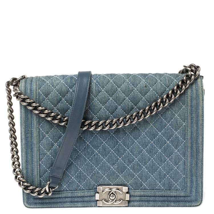 Chanel Blue Denim Quilted Leather Large Boy Flap Bag Chanel | The Luxury  Closet