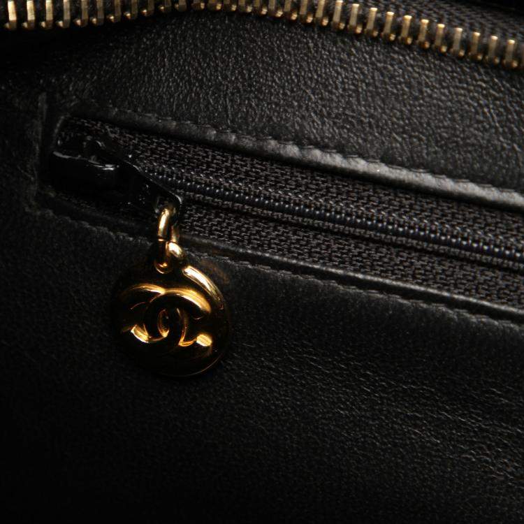 Pre Owned Chanel Black Patent Leather Medallion Bag