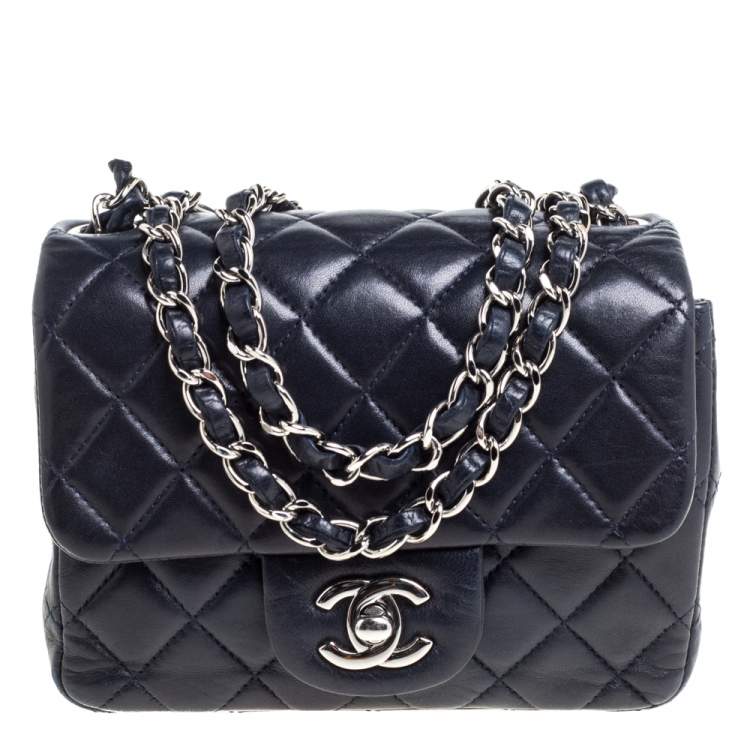 Chanel Dark Blue Rainbow Quilted Lambskin Rectangular Mini Classic Flap Bag, myGemma