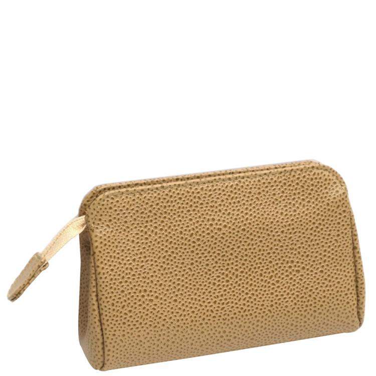 Chanel Beige Caviar Leather Vintage CC Coin Pouch Chanel