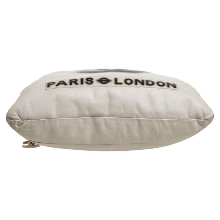 Pre Owned Chanel Cream Leather 2009 London Paris Chain Tote 