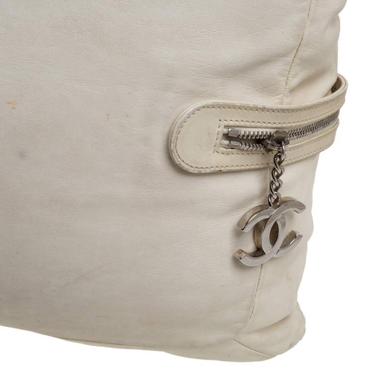 Pre Owned Chanel Cream Leather 2009 London Paris Chain Tote 
