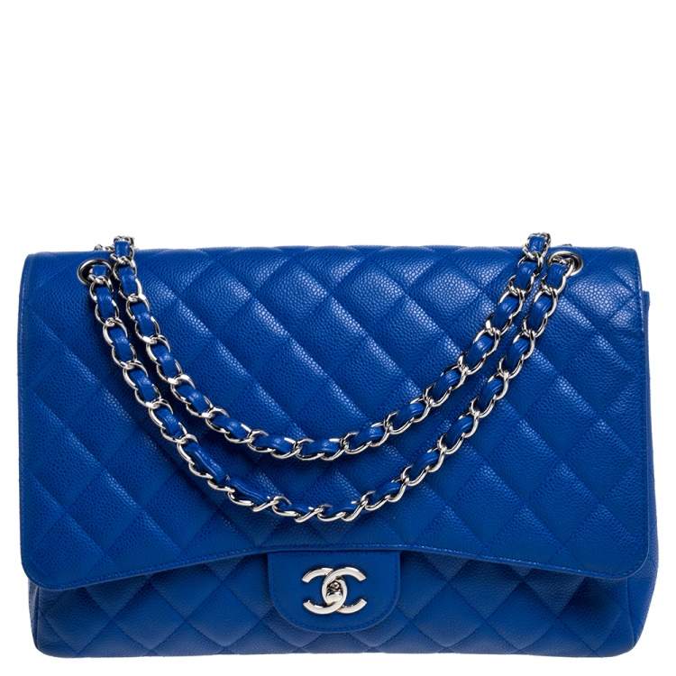 Chanel Blue Quilted Caviar Leather Maxi Classic Single Flap Bag Chanel |  The Luxury Closet