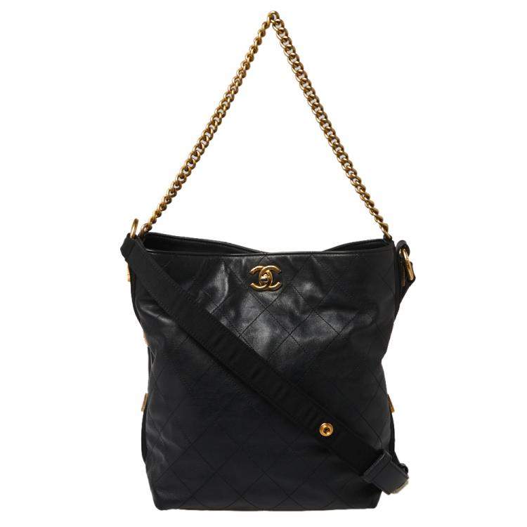 Chanel Black Quilted Leather Button Up Hobo Chanel | The Luxury Closet