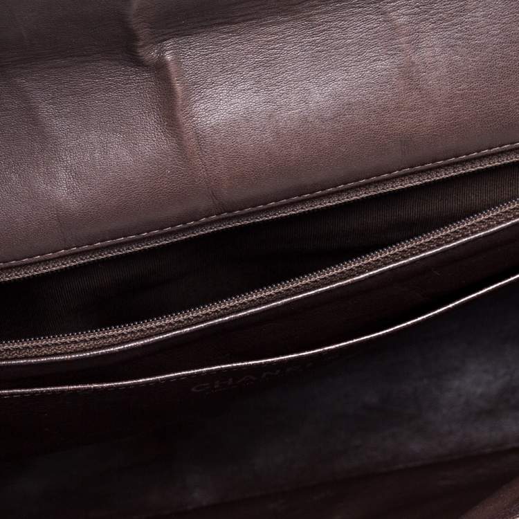 Pre Owned Chanel Brown Quilted Leather Maxi Classic Single Flap Bag