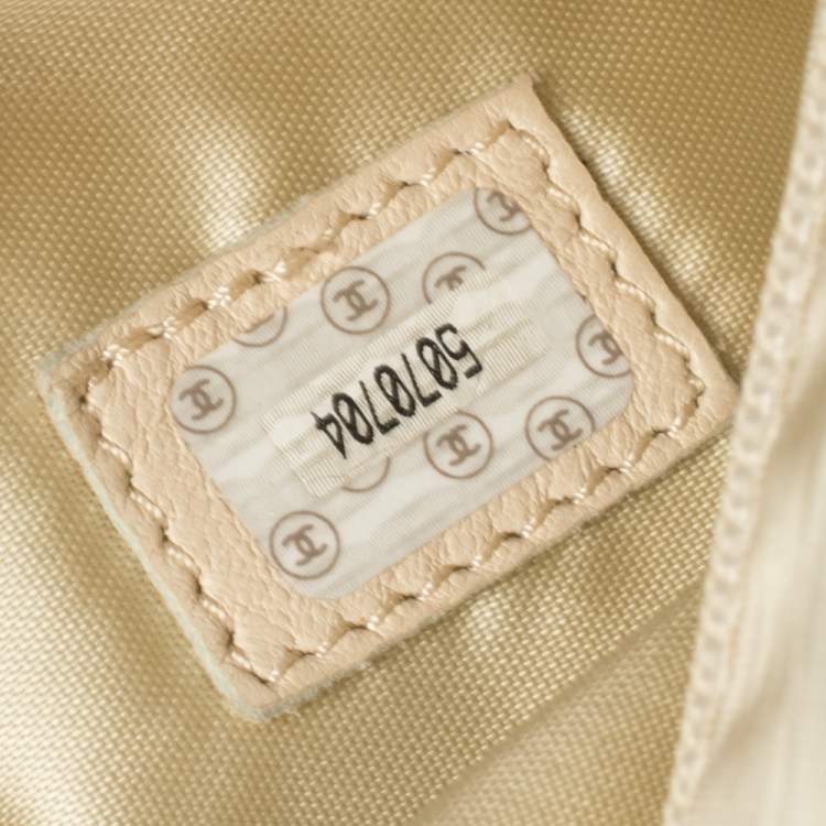 Pre Owned Chanel Light Cream Caviar Leather Vintage Chain Tote