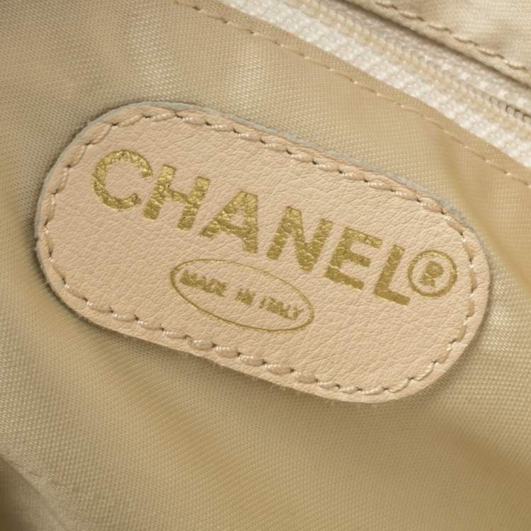 Pre Owned Chanel Light Cream Caviar Leather Vintage Chain Tote