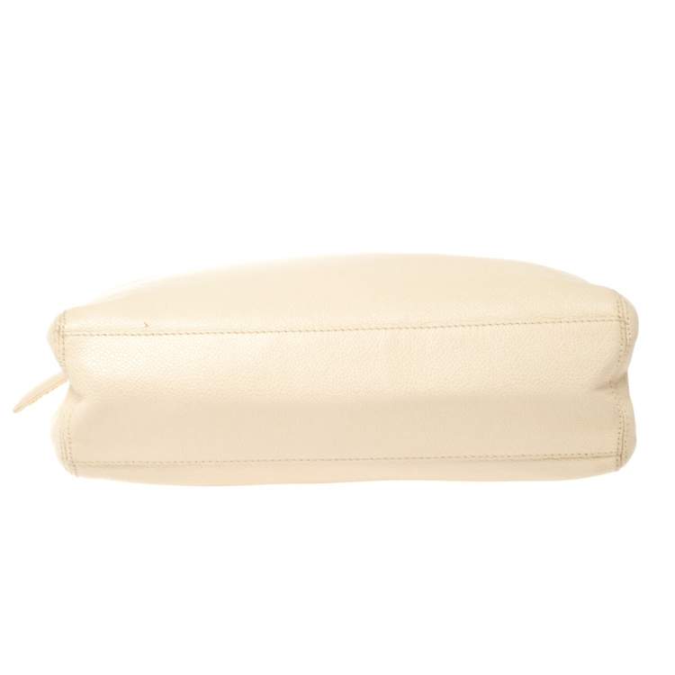 Pre Owned Chanel Light Cream Caviar Leather Vintage Chain Tote