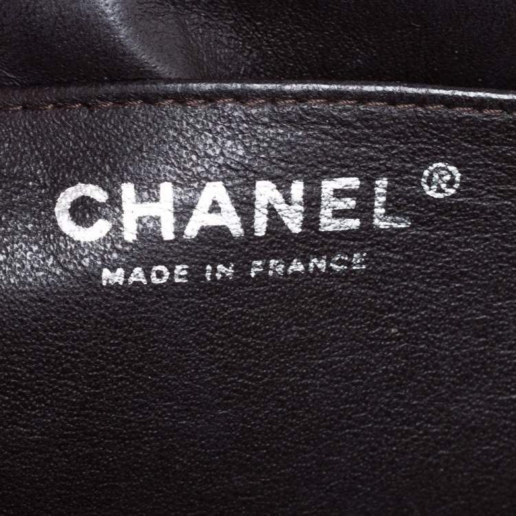 Pre Owned Chanel Brown Quilted Caviar Leather Jumbo Classic Single Flap Bag