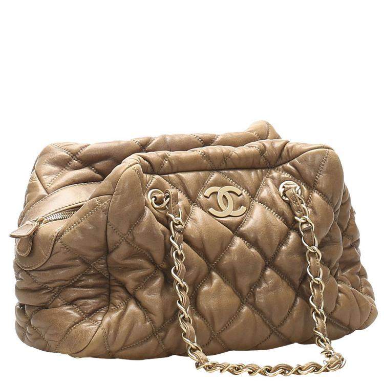 Chanel Beige Lambskin Leather Classic Bubble Bag Chanel