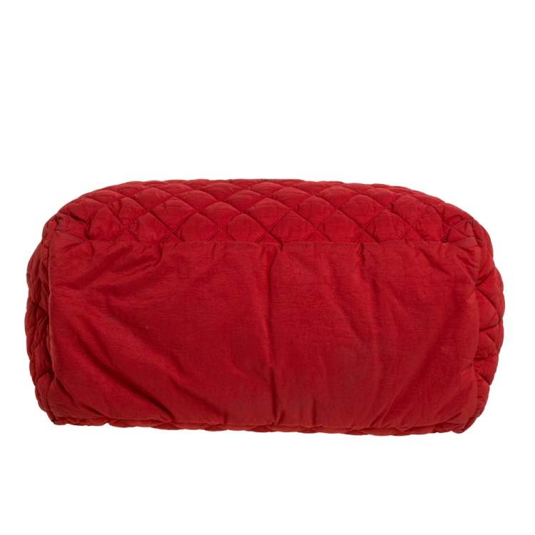 Pre Owned Chanel Red Nylon Coco Cocoon Tote