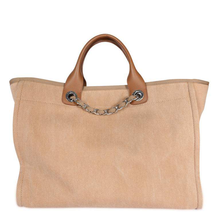 Pre Owned Chanel Beige Canvas Deauville Large Tote Bag