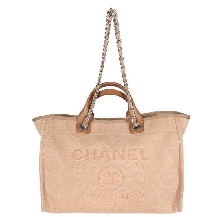 Pre Owned Chanel Beige Canvas Deauville Large Tote Bag