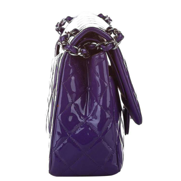 Chanel Purple Caviar Leather Classic Jumbo Double Flap Bag Chanel