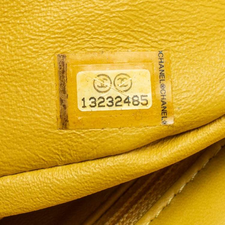 Pre Owned Chanel Yellow Quilted Leather Jumbo Classic Single Flap Bag