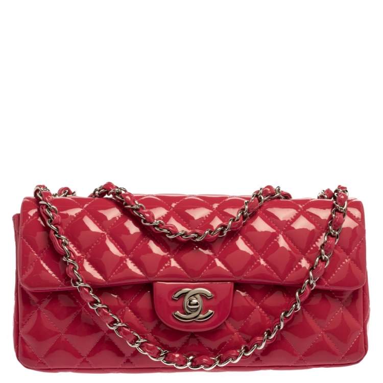 CHANEL Lambskin Quilted Jumbo Double Flap Dark Pink 1289718