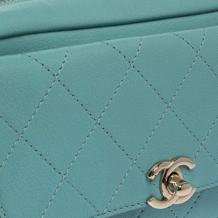 Pre Owned Chanel Light Blue Leather Casual Trip Waist Bag