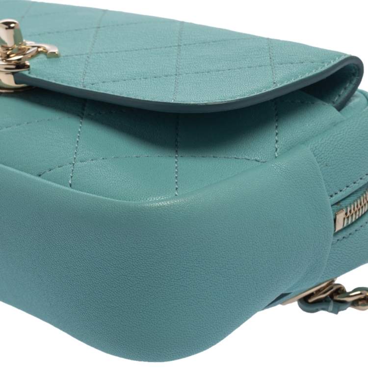 Pre Owned Chanel Light Blue Leather Casual Trip Waist Bag