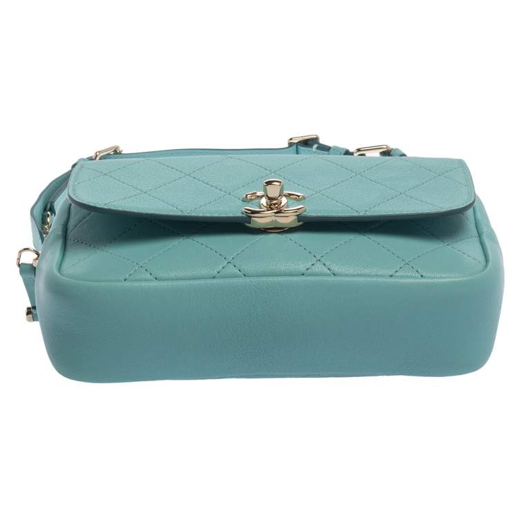 Pre Owned Chanel Light Blue Leather Casual Trip Waist Bag