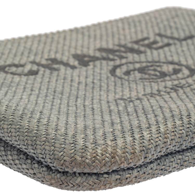Pre Owned Chanel Light Blue Raffia Deauville Clutch