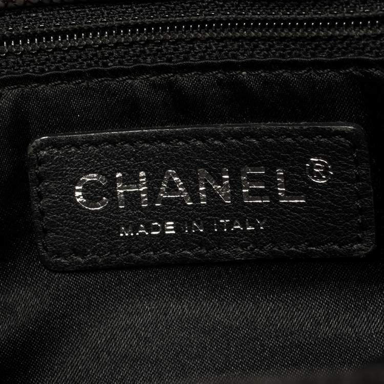 Pre Owned Chanel Dark Grey Quilted Patent Caviar Leather Reissue Tote