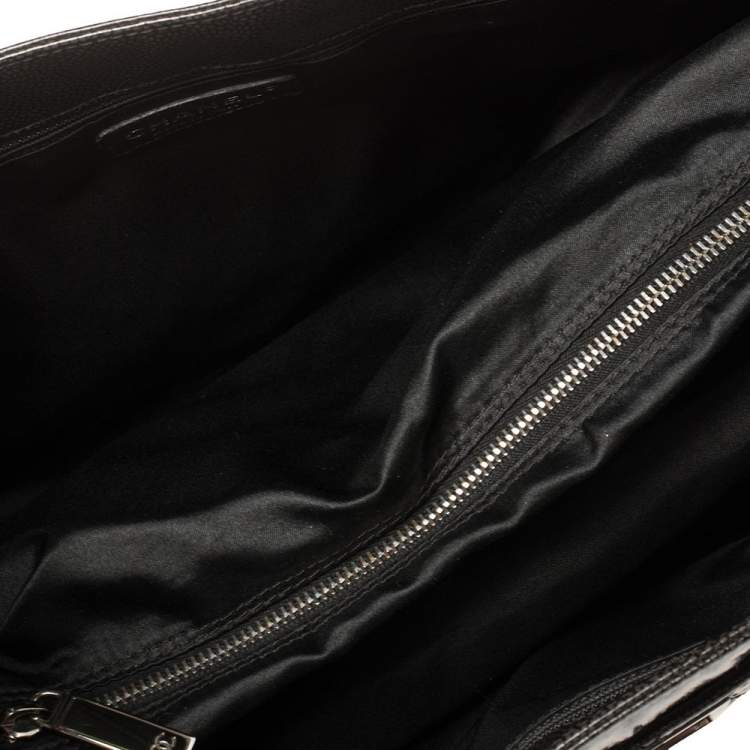 Pre Owned Chanel Dark Grey Quilted Patent Caviar Leather Reissue Tote