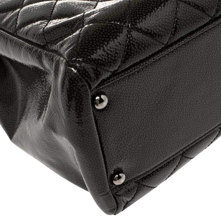 Pre Owned Chanel Dark Grey Quilted Patent Caviar Leather Reissue Tote