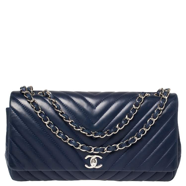 Chanel Black/Blue Chevron Fabric and Leather Medium Boy Flap Bag Chanel |  The Luxury Closet