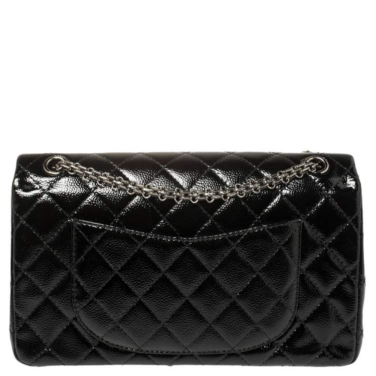Pre Owned Chanel Black Quilted Glazed Caviar Leather Reissue 226 Double Flap Bag