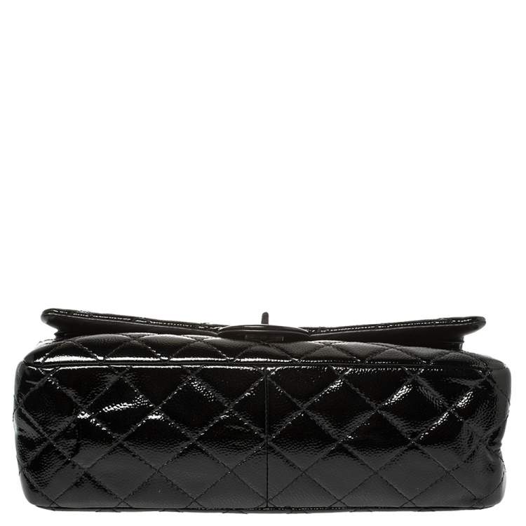 Pre Owned Chanel Black Quilted Glazed Caviar Leather Reissue 226 Double Flap Bag