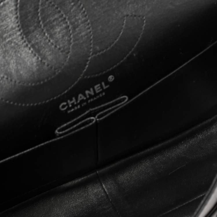 Pre Owned Chanel Black Quilted Glazed Caviar Leather Reissue 226 Double Flap Bag