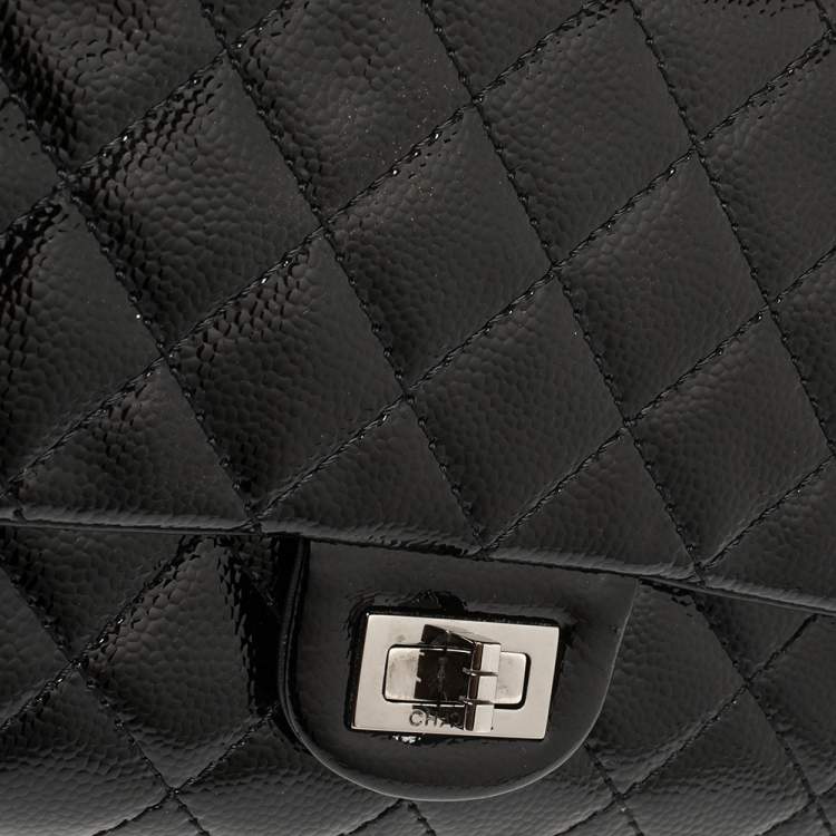 Pre Owned Chanel Black Quilted Glazed Caviar Leather Reissue 226 Double Flap Bag