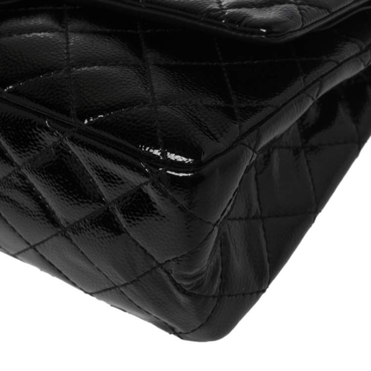 Pre Owned Chanel Black Quilted Glazed Caviar Leather Reissue 226 Double Flap Bag