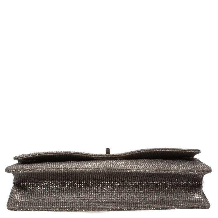 Pre Owned Chanel Silver Quilted Glitter Leather Reissue Flap Bag