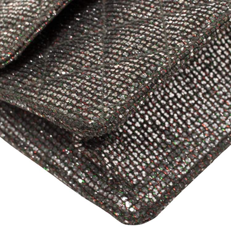 Pre Owned Chanel Silver Quilted Glitter Leather Reissue Flap Bag