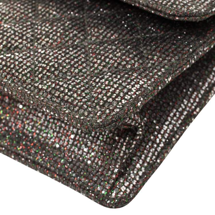 Pre Owned Chanel Silver Quilted Glitter Leather Reissue Flap Bag