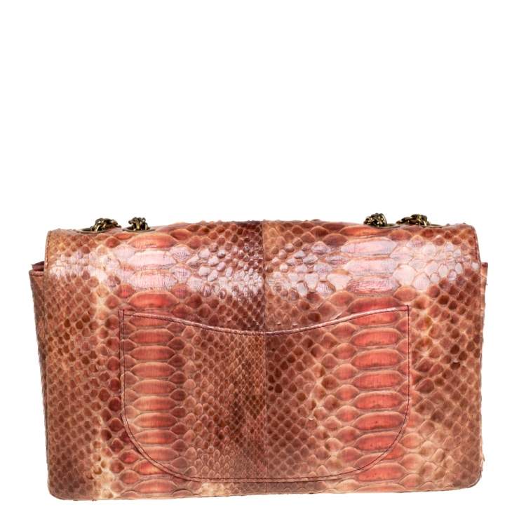 Pre Owned Chanel Ombre Red Python 2.55 Reissue Classic 226 Flap Bag