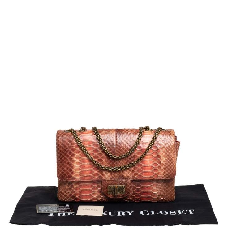 Pre Owned Chanel Ombre Red Python 2.55 Reissue Classic 226 Flap Bag