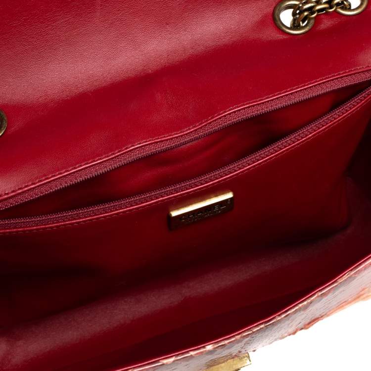Pre Owned Chanel Ombre Red Python 2.55 Reissue Classic 226 Flap Bag