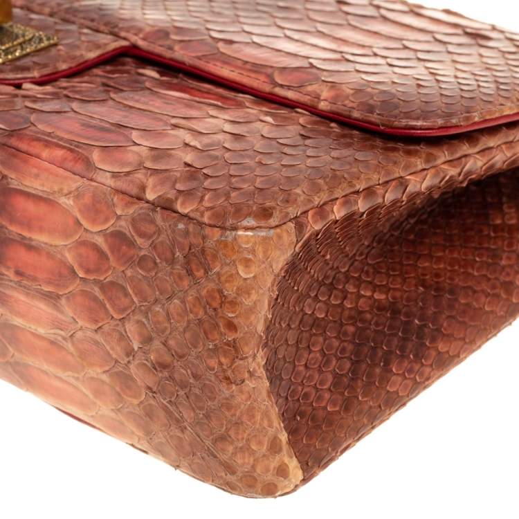 Pre Owned Chanel Ombre Red Python 2.55 Reissue Classic 226 Flap Bag