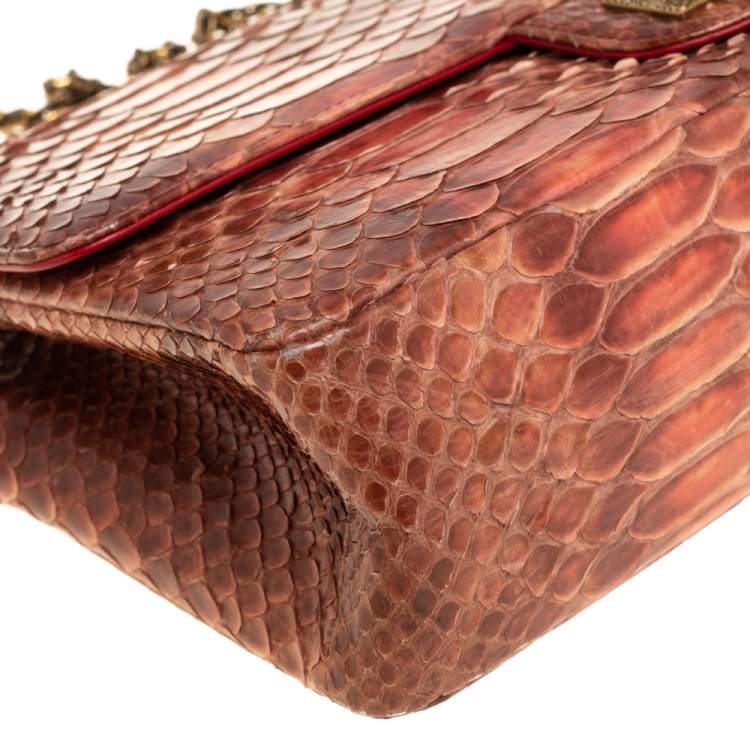 Pre Owned Chanel Ombre Red Python 2.55 Reissue Classic 226 Flap Bag