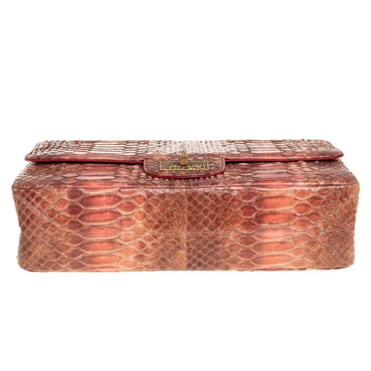 Pre Owned Chanel Ombre Red Python 2.55 Reissue Classic 226 Flap Bag