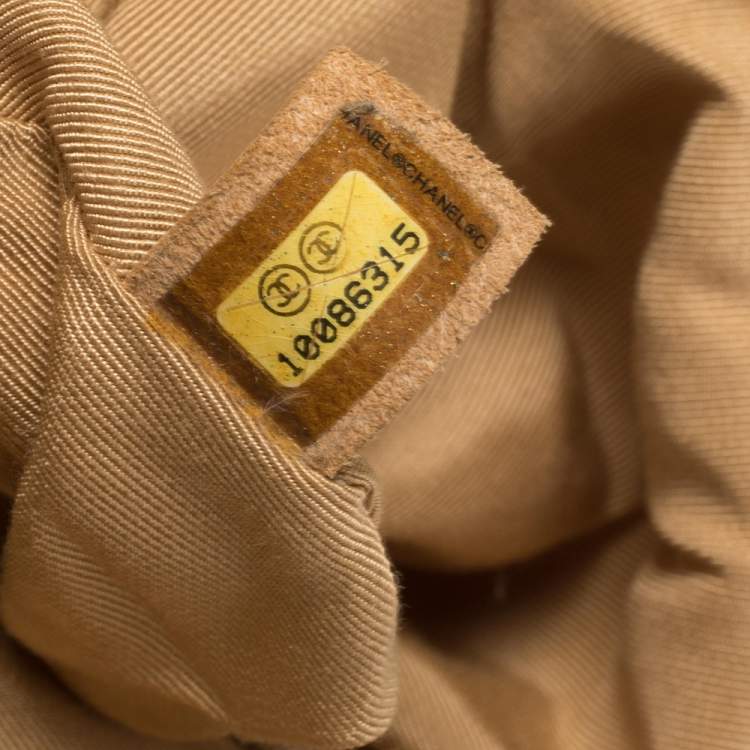 Pre Owned Chanel Tan/Beige Printed Canvas Metal Handle Hobo