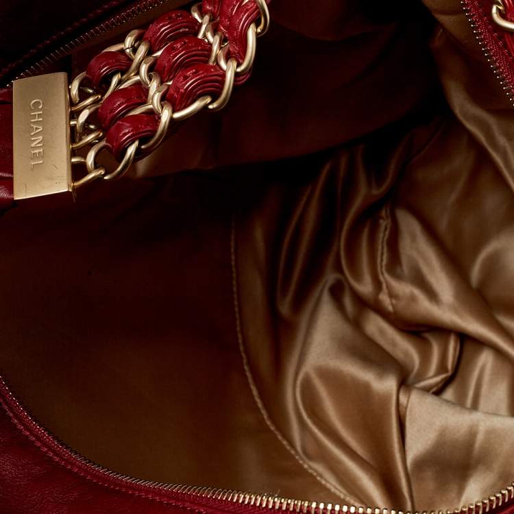 Pre Owned Chanel Dark Red Leather Rock and Chain Hobo