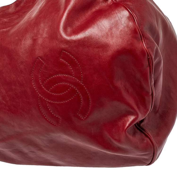Pre Owned Chanel Dark Red Leather Rock and Chain Hobo