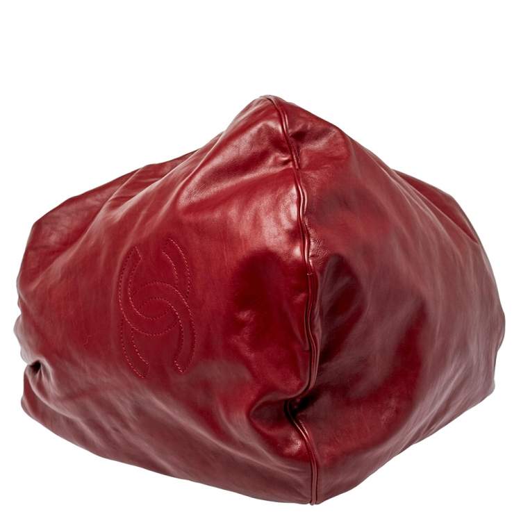 Pre Owned Chanel Dark Red Leather Rock and Chain Hobo