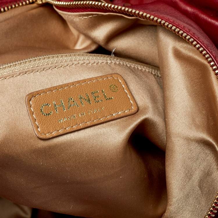 Pre Owned Chanel Dark Red Leather Rock and Chain Hobo